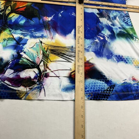 Ali Miles Knit Top Abstract Wearable Art Colorful Casual Blouse 3/4 Sleeve PM - Picture 7 of 10